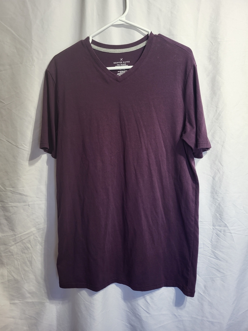 Denver Hayes Men's V-Neck T-Shirt in Plum, Size Medium Tall